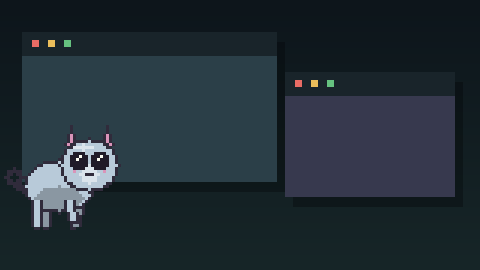 Animated: creatures being generated, dragged, hiding behind windows, and a colony growing